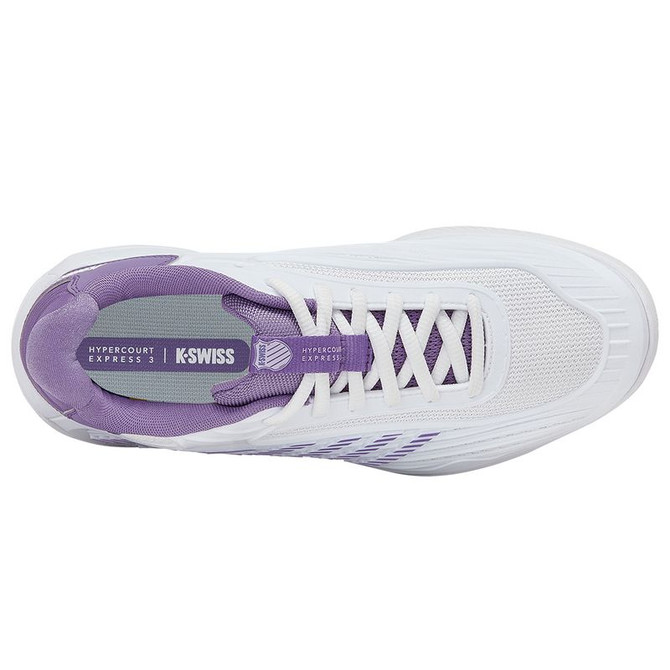 K Swiss Hypercourt Express 3 Womens Tennis Shoe - White/Purple Haze/Lunar Rock - 7