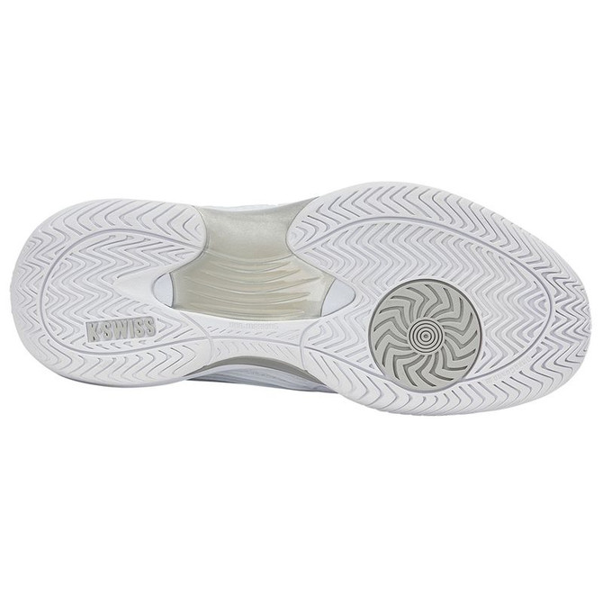 K Swiss Hypercourt Express 3 Wide (D) Womens Tennis Shoe - White/Dawn Blue/Silver - 2