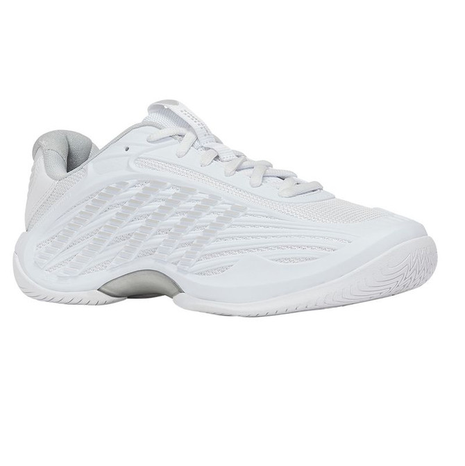 K Swiss Hypercourt Express 3 Wide (D) Womens Tennis Shoe - White/Dawn Blue/Silver - 4