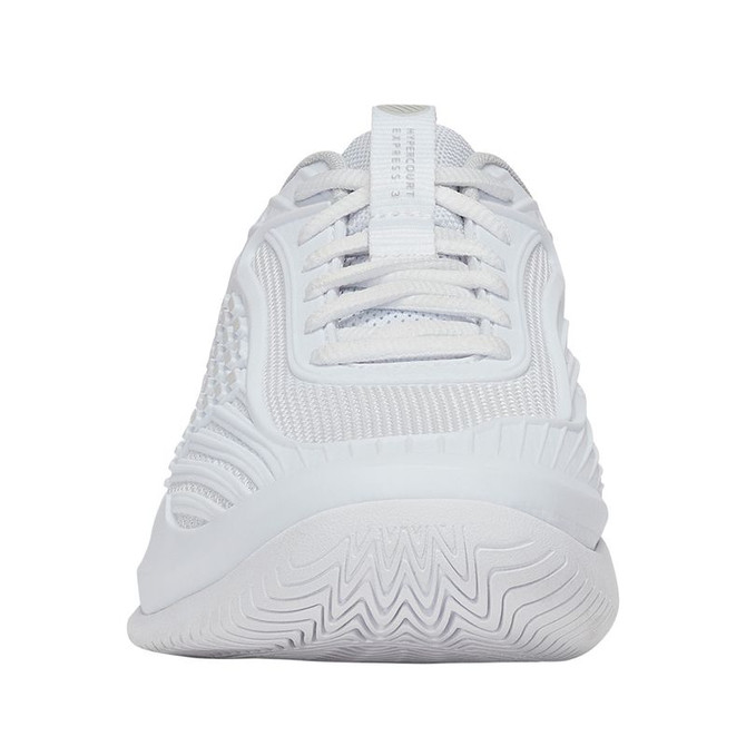 K Swiss Hypercourt Express 3 Wide (D) Womens Tennis Shoe - White/Dawn Blue/Silver - 5