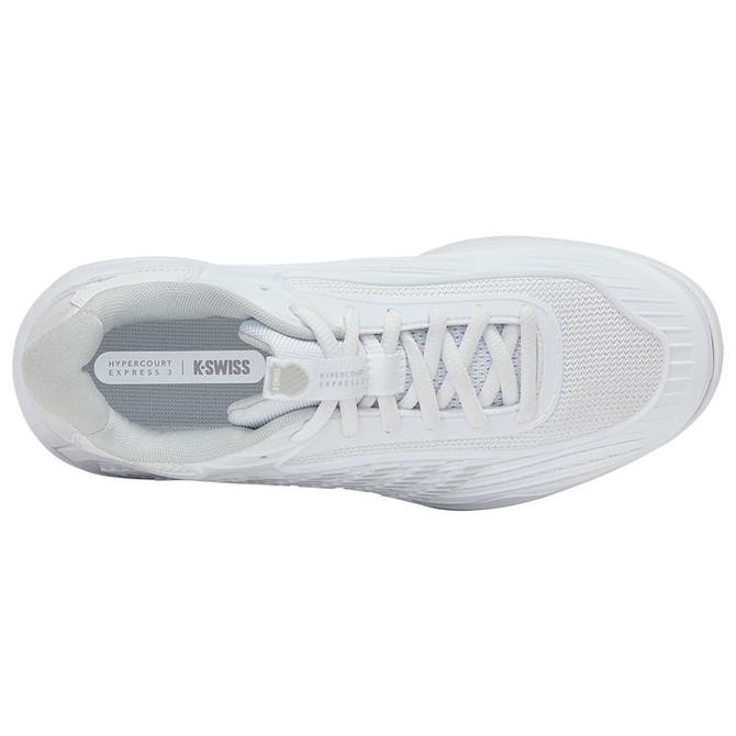 K Swiss Hypercourt Express 3 Wide (D) Womens Tennis Shoe - White/Dawn Blue/Silver - 7