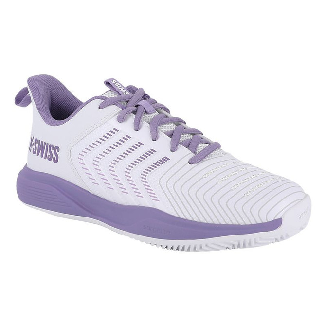 K Swiss Ultrashot Light Womens Tennis Shoe - White/Purple Haze/Neon Lavendar - 4