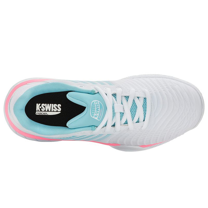 K Swiss Express Light 3 Womens Padel Shoe - White/Soft Neon Blue/Neon Bubble Gum - 7