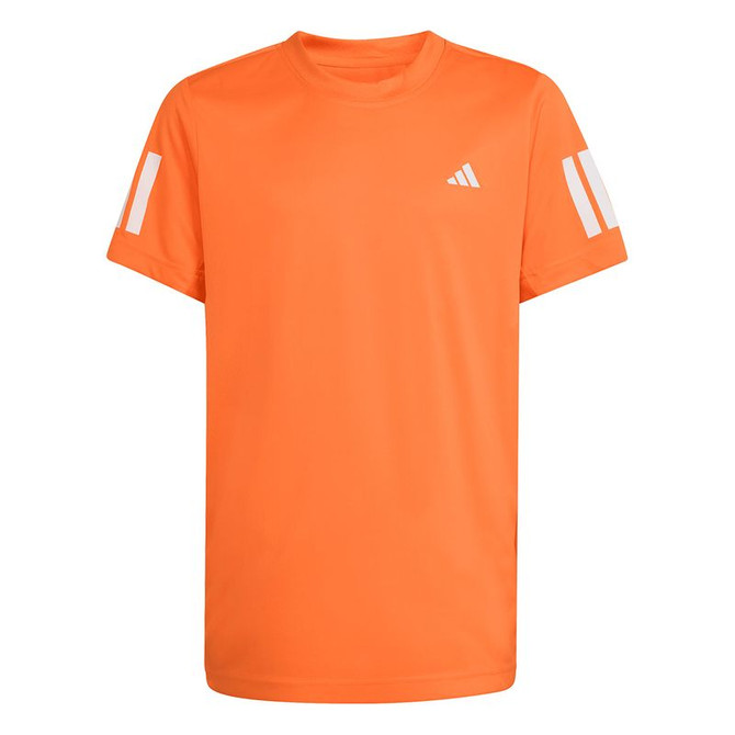adidas Club 3 Stripe Boys Tee Shirt - Pure Orange