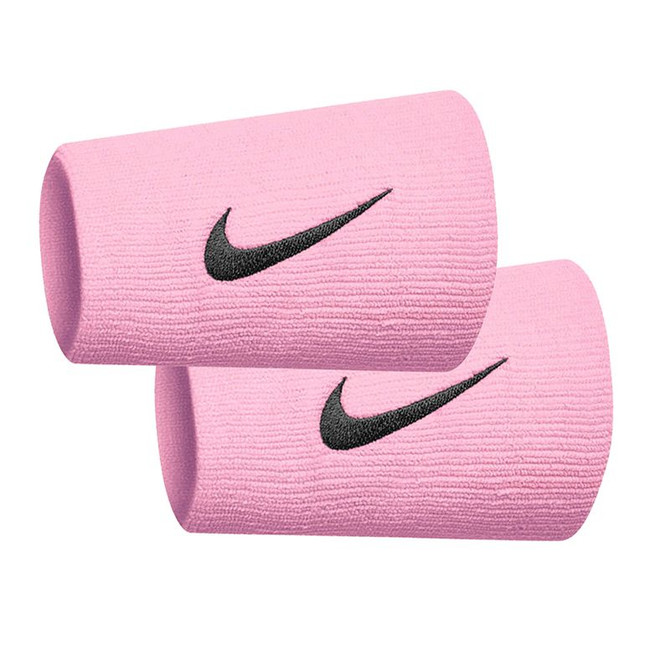 Nike Tennis Premier Doublewide Wristbands - Pink Foam/Black