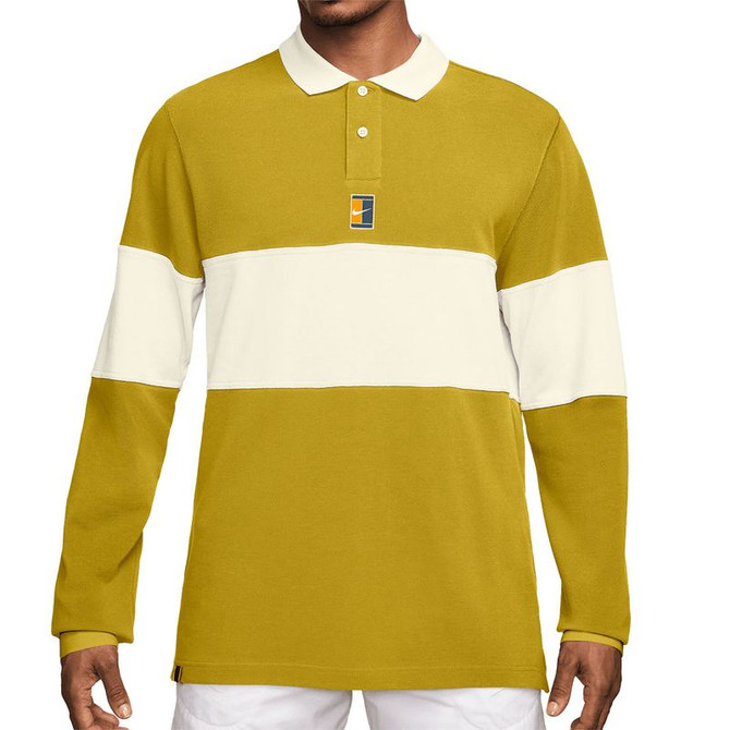 Nike Court Heritage Long Sleeve Polo - Saffron Quartz/Sail