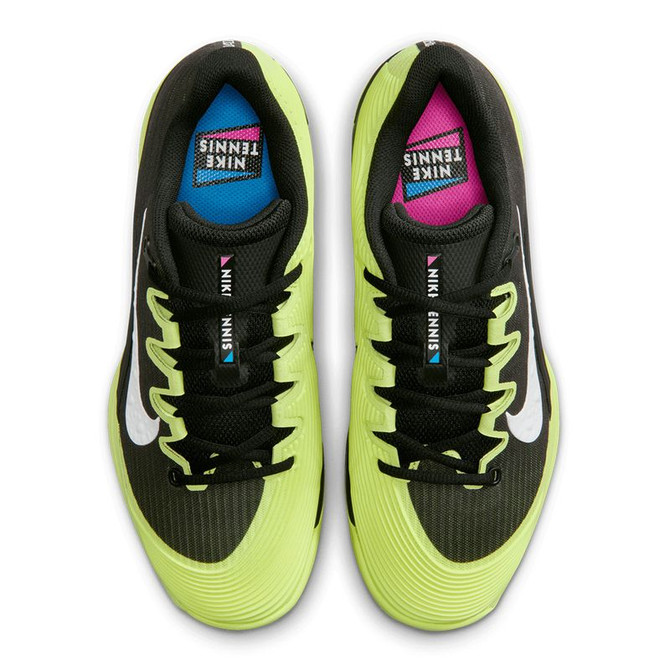 Nike Zoom Vapor 12 Premium Womens Tennis Shoe - Black/White/Lemon Twist/Blue - 5