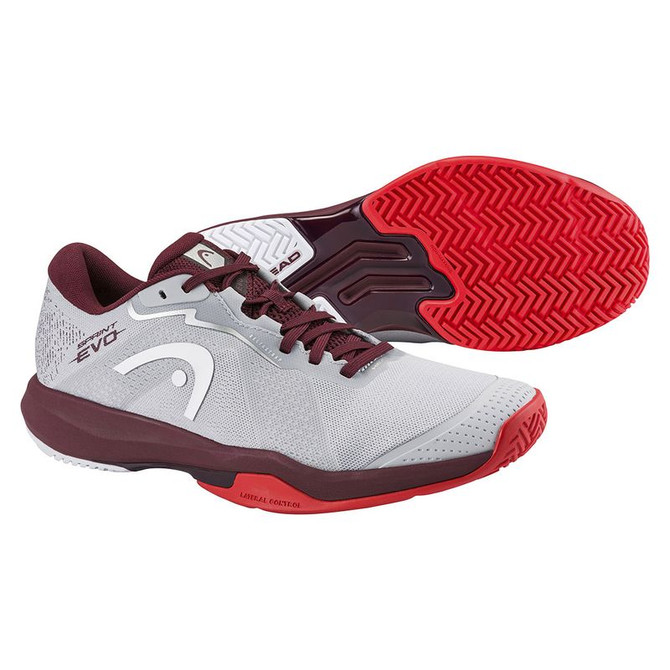 Head Sprint Evo 4.0 Mens Tennis Shoe - Light Grey/Red - 4
