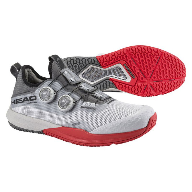 Head Motion Pro BOA Mens Pickleball Shoe - Light Grey/Red - 4