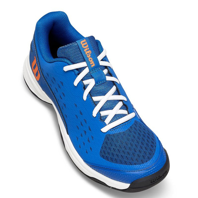 Wilson Rush Pro Junior Tennis Shoe - Deja Vu Blue/Orange Tiger/White - 2