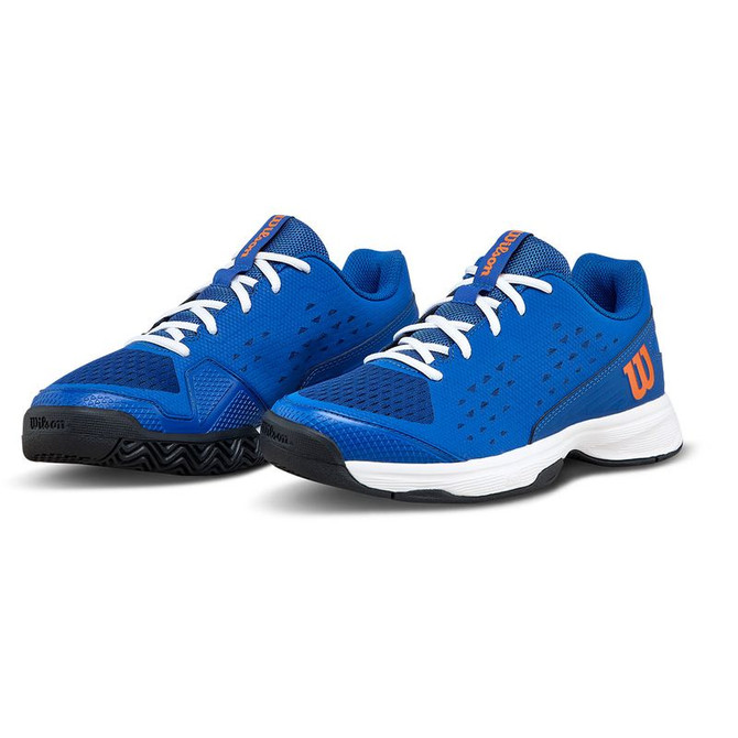 Wilson Rush Pro Junior Tennis Shoe - Deja Vu Blue/Orange Tiger/White - 6