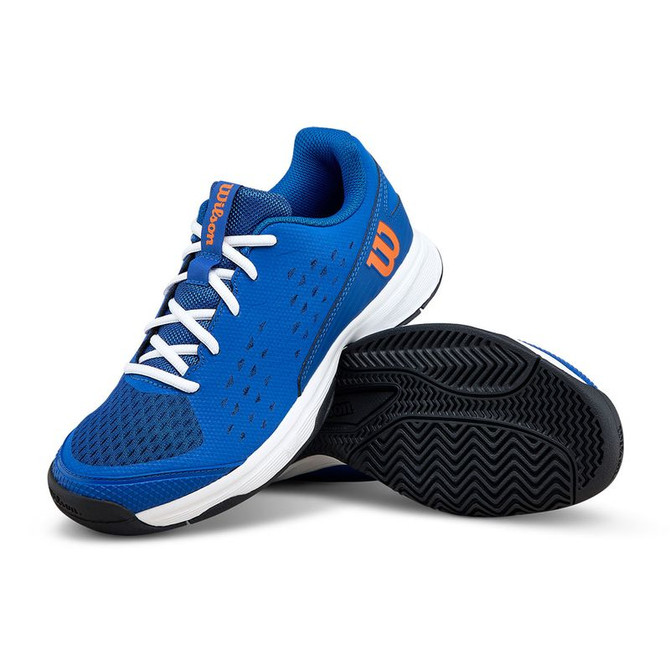Wilson Rush Pro Junior Tennis Shoe - Deja Vu Blue/Orange Tiger/White - 7