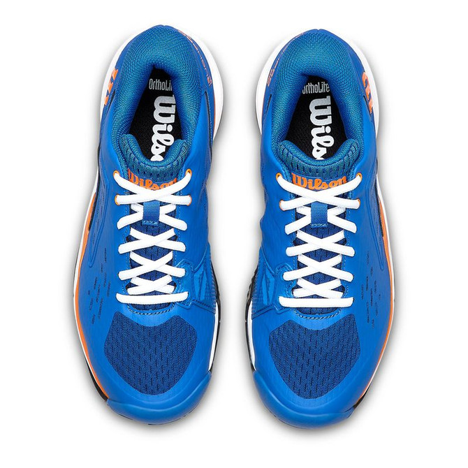 Wilson Rush Pro Ace Junior Tennis Shoe - Deja Vu Blue/Orange Tiger/White - 9