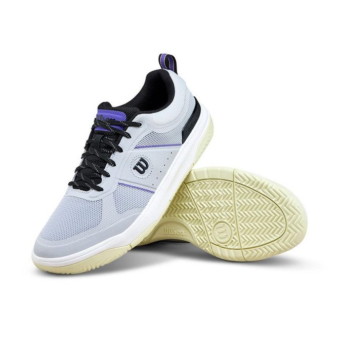 Wilson Pickle Pro Mens Pickleball Shoe - Gray Dawn/Black/Tender Yellow - 2