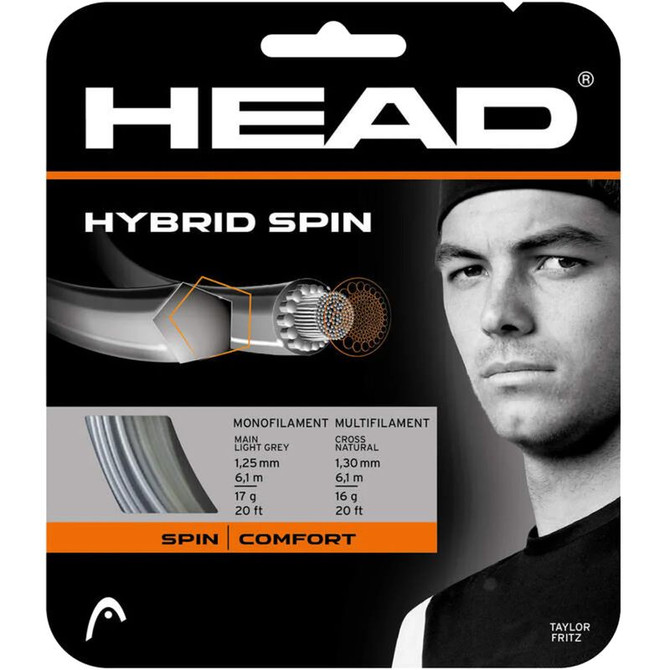Head Hybrid Spin 17g (1.25mm) Tennis String - Light Grey