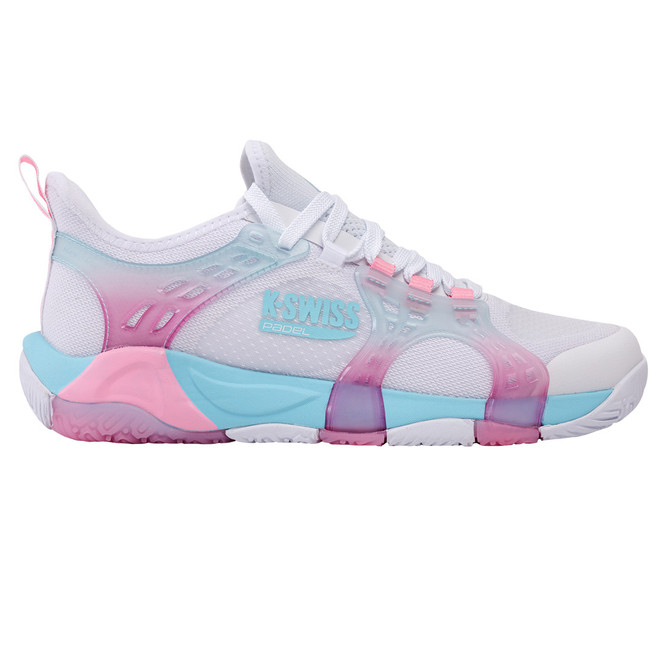 K Swiss K Frame Womens Padel Shoe - White/Soft Neon Blue/Neon Bubble Gum
