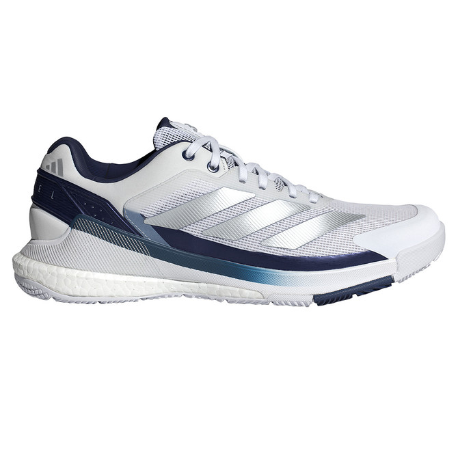 adidas Crazyquick Boost Mens Padel Shoe - White/Silver Metallic/Dark Blue