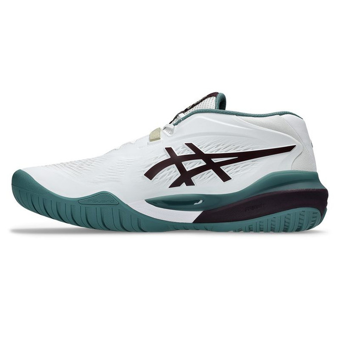 Asics Gel Resolution X Mens Wide (2E) Tennis Shoe - White/Dark Aubergine