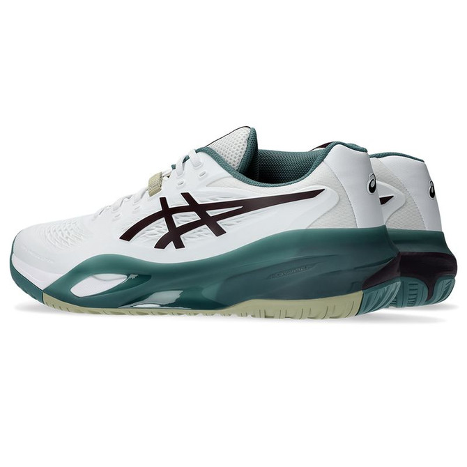 Asics Gel Resolution X Mens Wide (2E) Tennis Shoe - White/Dark Aubergine