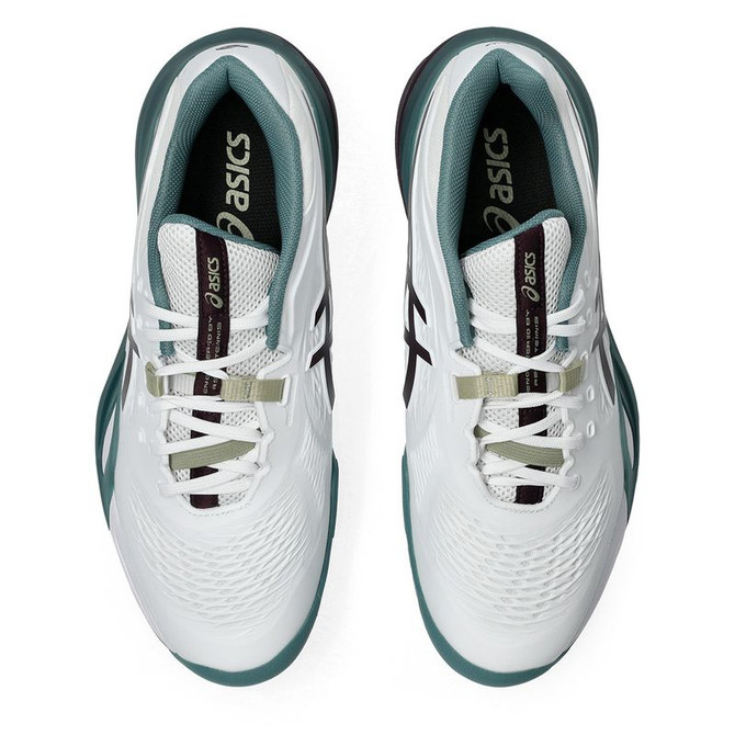 Asics Gel Resolution X Mens Wide (2E) Tennis Shoe - White/Dark Aubergine