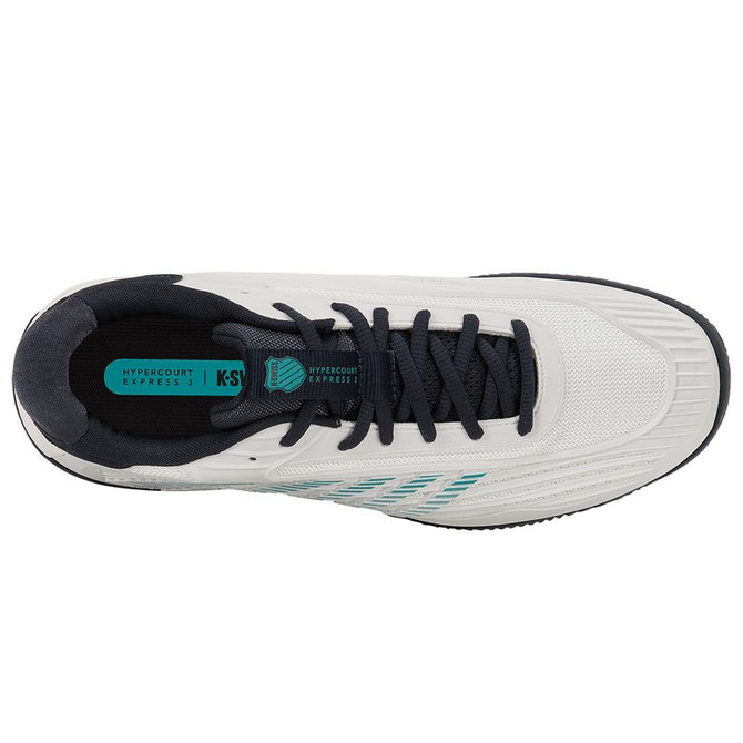 K Swiss Hypercourt Express 3 Mens Clay Tennis Shoe - Blanc de Blanc/Carbon/Baltic