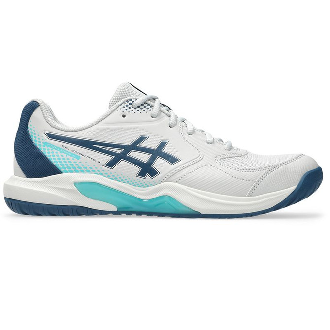 Asics Gel Dedicate 9 Mens Pickleball Shoe - White/Mako Blue