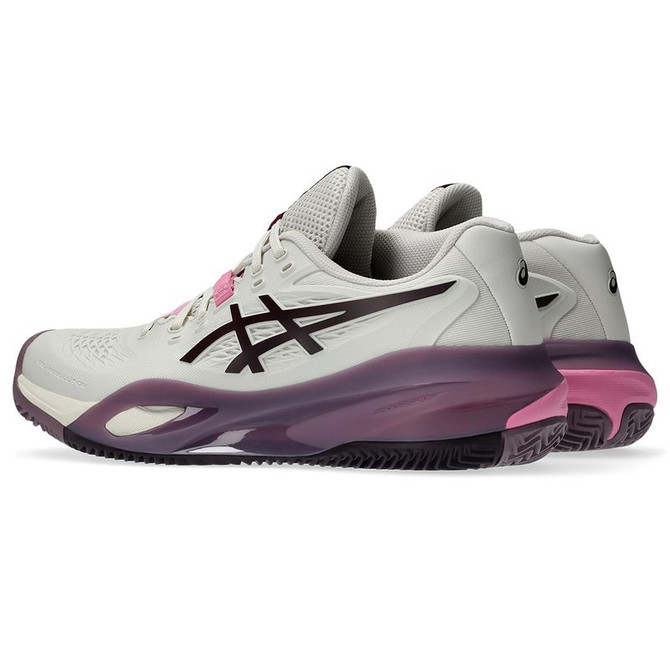 Asics Gel Resolution X Womens Clay Tennis Shoe - Soft Oat/Dark Aubergine