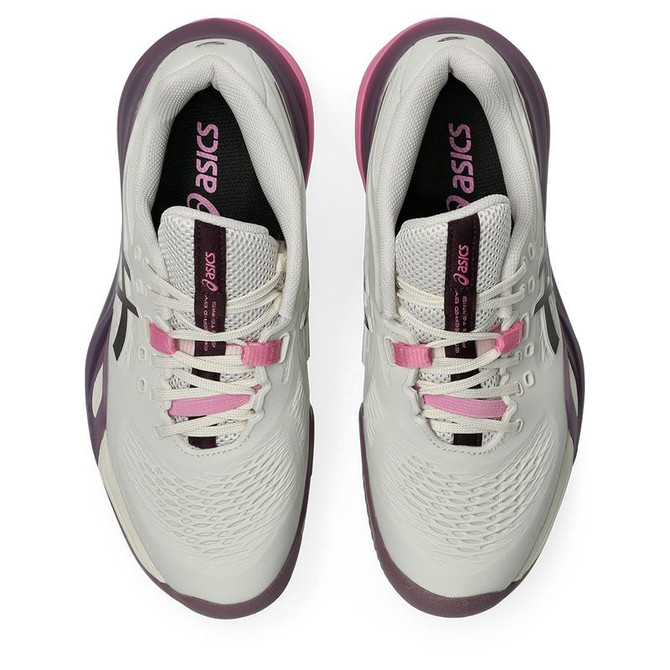 Asics Gel Resolution X Womens Clay Tennis Shoe - Soft Oat/Dark Aubergine