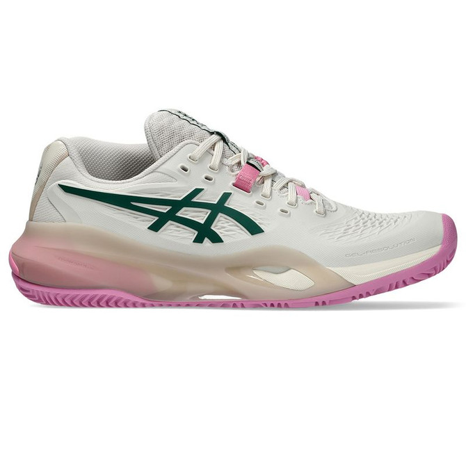 Asics Gel Resolution X Womens Padel Shoe - Soft Oat/Jewel Green