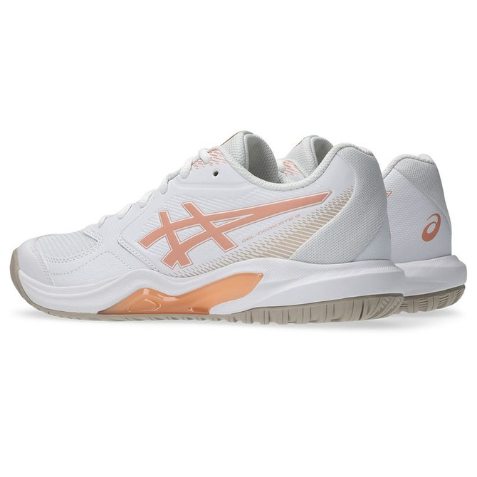 Asics Gel Dedicate 9 Womens Tennis Shoe - White/Cantalope