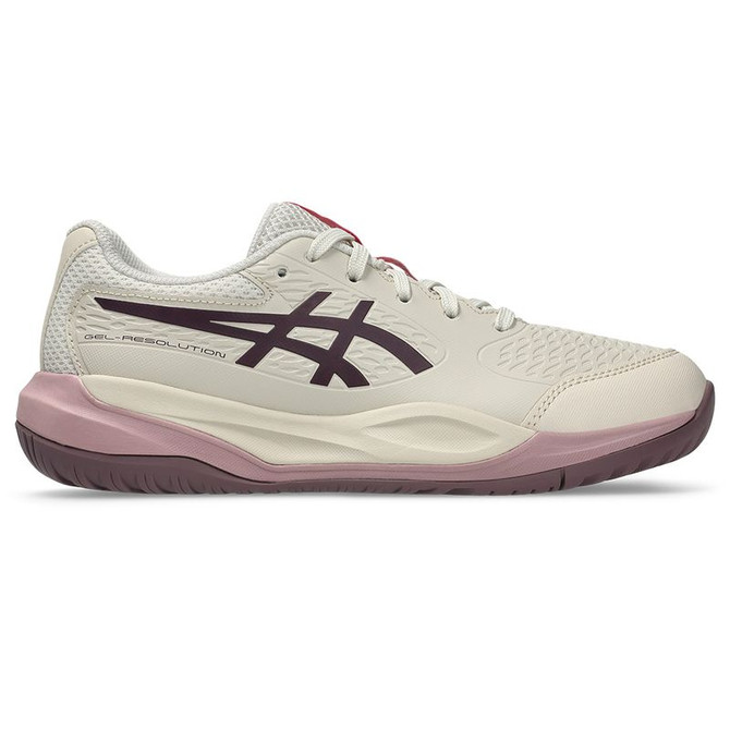 Asics Gel Resolution X Junior Tennis Shoe - Soft Oat/Dark Aubergine