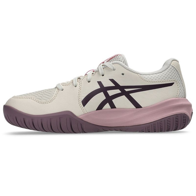 Asics Gel Resolution X Junior Tennis Shoe - Soft Oat/Dark Aubergine