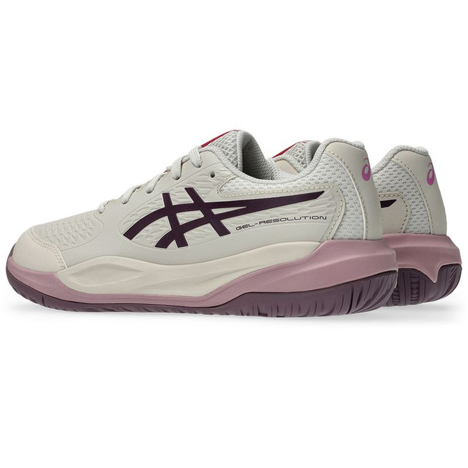 Asics Gel Resolution X Junior Tennis Shoe - Soft Oat/Dark Aubergine