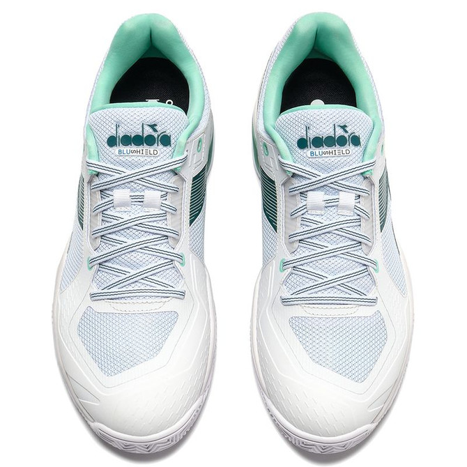 Diadora Blushield Torneo 3 AG Mens Clay Tennis Shoe - White/Shaded Spruce