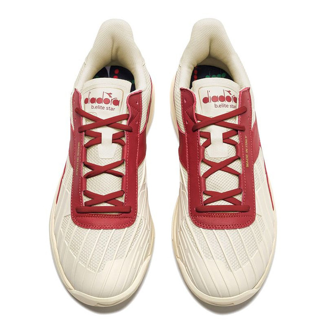 Diadora B Elite Star Mens Tennis Shoe - Whisper White/Garnet