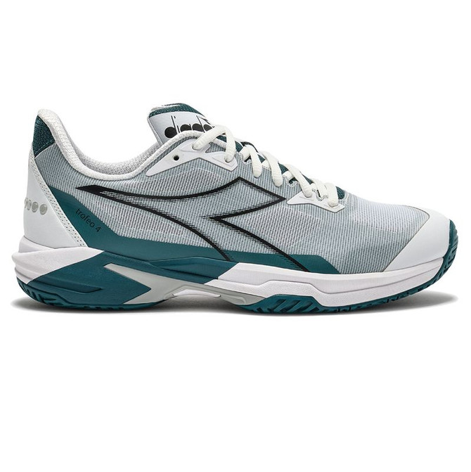 Diadora Trofeo 4 AG Mens Tennis Shoe - White/Black/Shaded Spruce