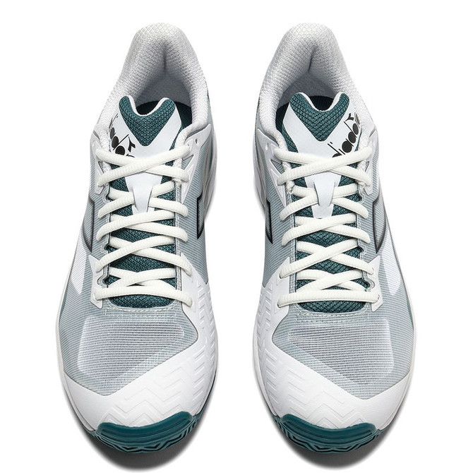 Diadora Trofeo 4 AG Mens Tennis Shoe - White/Black/Shaded Spruce