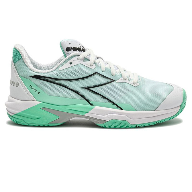 Diadora Trofeo 4 AG Womens Tennis Shoe - White/Black/Cabbage