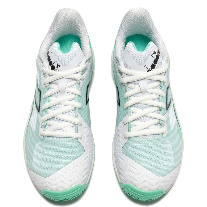 Diadora Trofeo 4 AG Womens Tennis Shoe - White/Black/Cabbage
