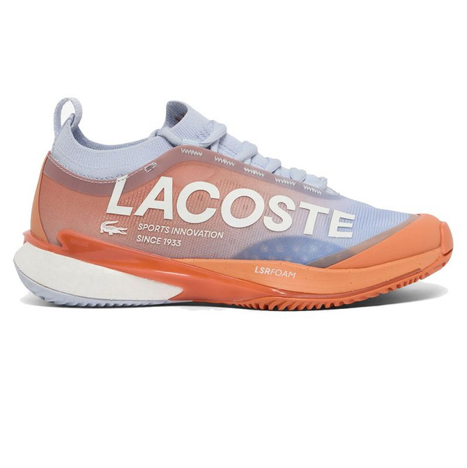 Lacoste AG-LT25 Lite Womens Clay Tennis Shoe - Light Blue/Orange
