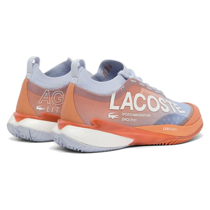 Lacoste AG-LT25 Lite Womens Clay Tennis Shoe - Light Blue/Orange