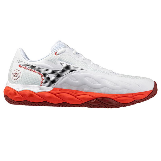Mizuno Wave Enforce Court Mens Tennis Shoe - White/Fiery Red