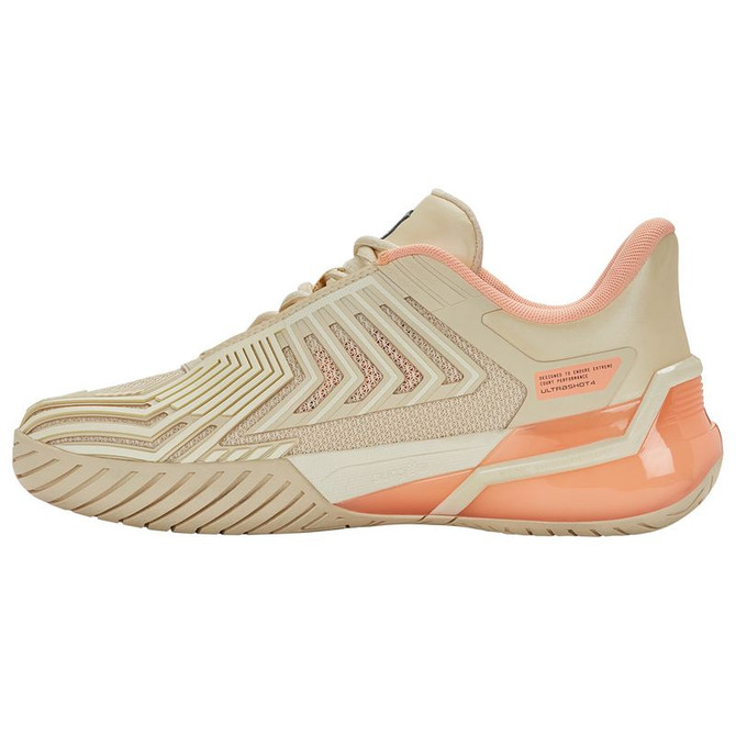K Swiss Ultrashot 4 Womens Tennis Shoe - Whitecap Grey/Peach Parfait/Egret