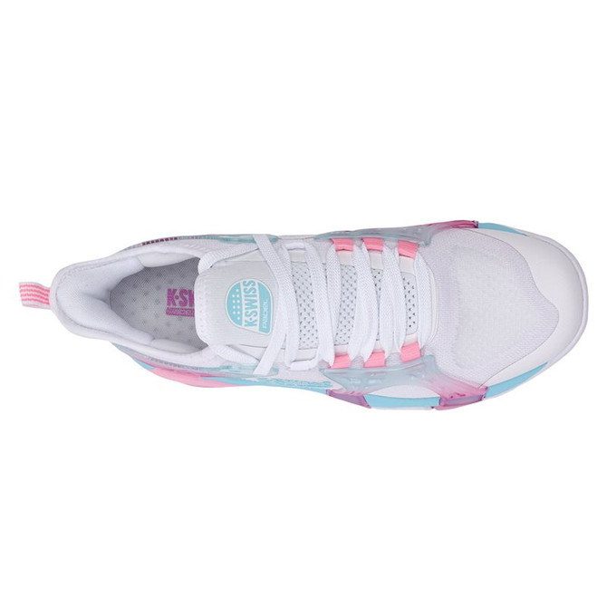 K Swiss K Frame Womens Padel Shoe - White/Soft Neon Blue/Neon Bubble Gum