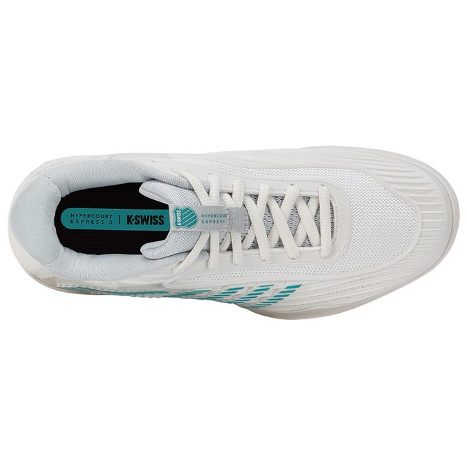 K Swiss Hypercourt Express 3 Womens Tennis Shoe - Blanc de Blanc/Glacier Grey/Baltic