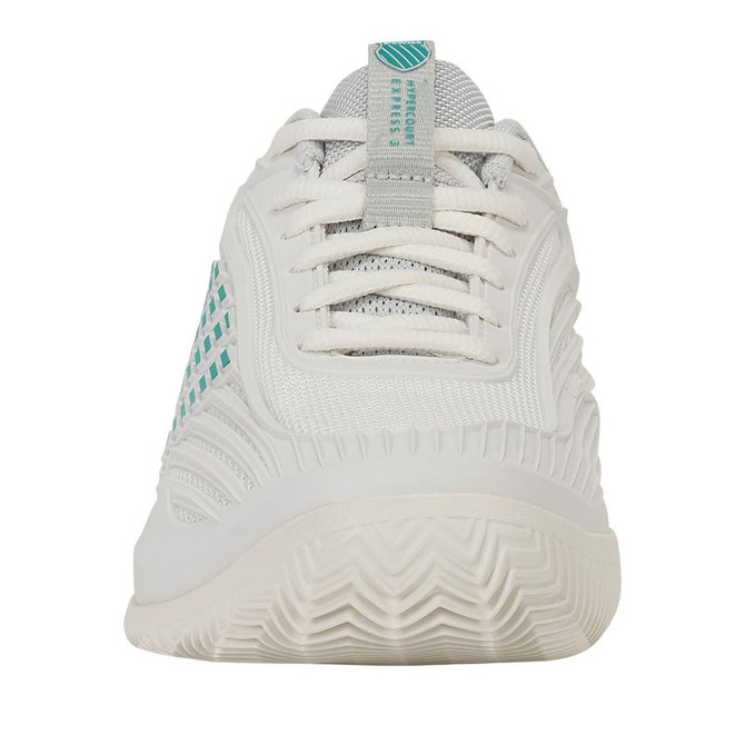 K-Swiss Hypercourt Express 3 Womens Clay Tennis Shoe - Blanc de Blanc/Glacier Grey/Baltic