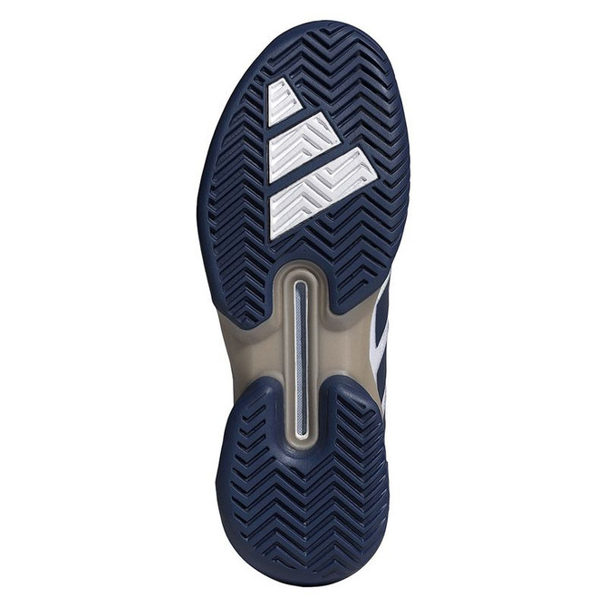 adidas Adizero Ubersonic 5 Mens Tennis Shoe - White/Dark Blue/Silver Metallic
