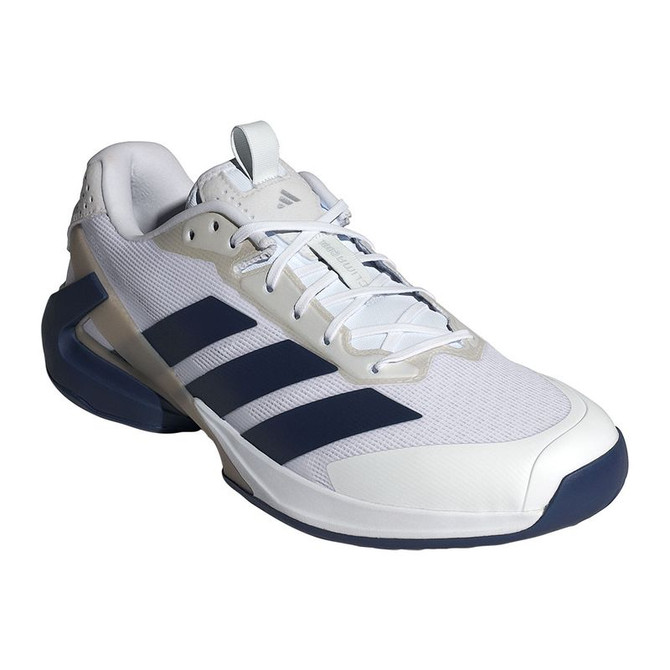 adidas Adizero Ubersonic 5 Mens Tennis Shoe - White/Dark Blue/Silver Metallic