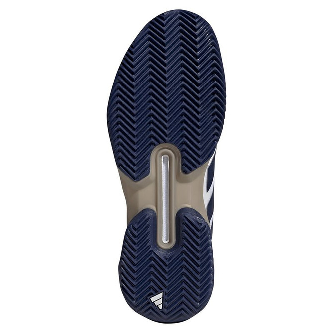 adidas Adizero Ubersonic 5 Mens Clay Tennis Shoe - White/Dark Blue/Silver Metallic