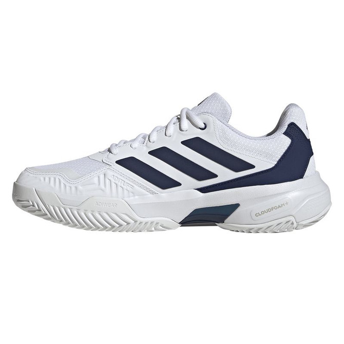 adidas CourtJam Control 3 Mens Tennis Shoe - White/Dark Blue/Cyber Metallic